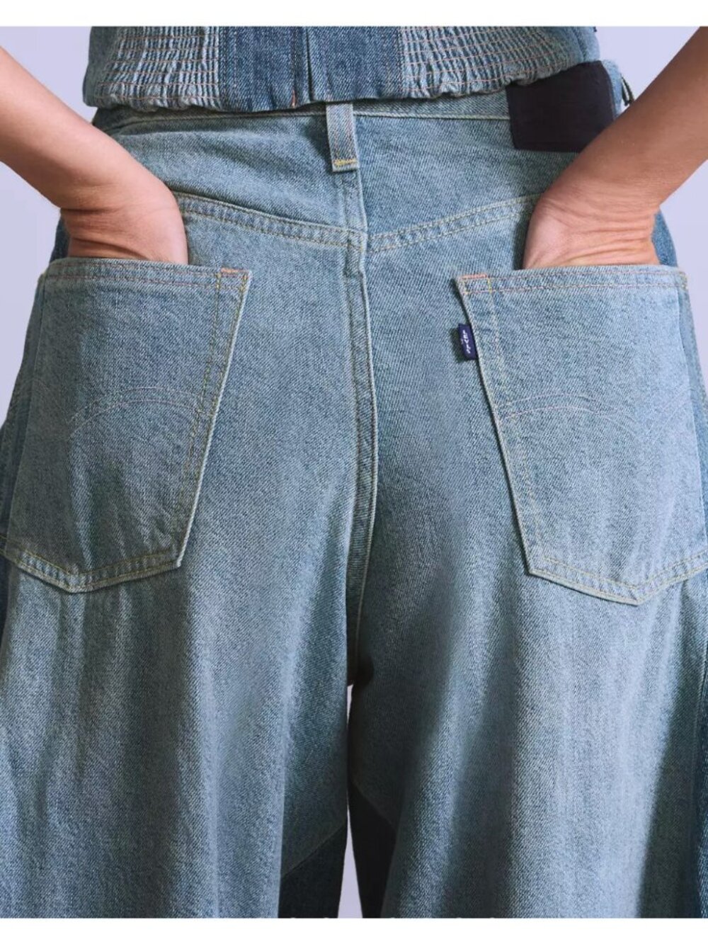 New Levi's 31x31 Blue Label Women's Roper Jeans Barrel Made of Japan Medium Wash - Picture 6 of 10
